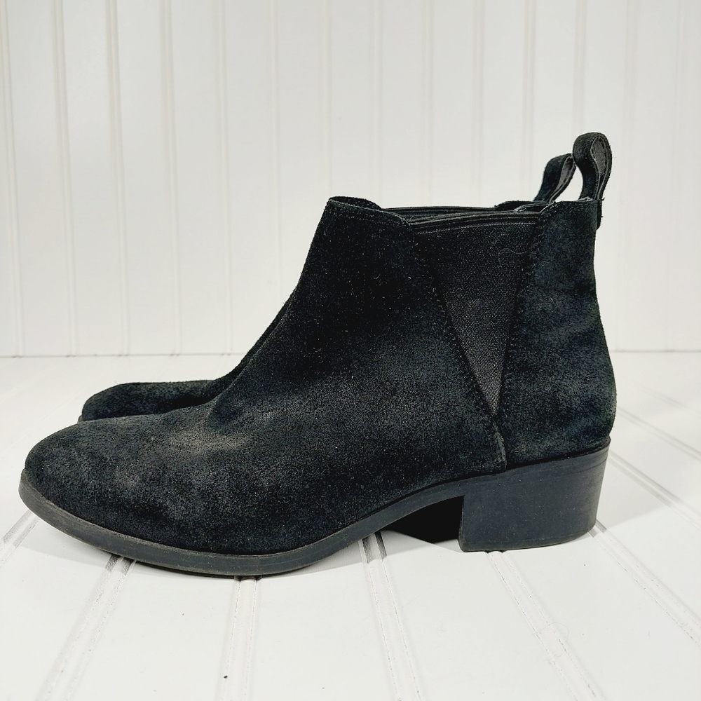 Sole Society Mars Leather Black Slip On Heeled Ankle Boots B165